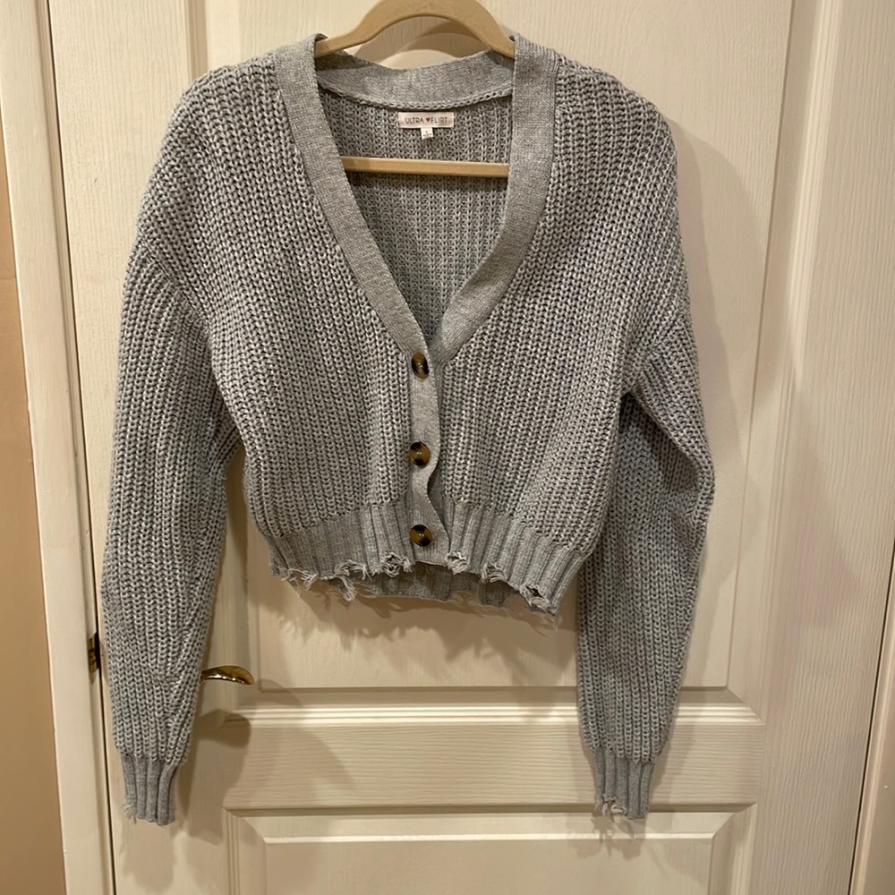 Distressed cropped sweater